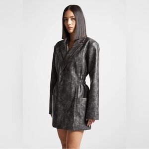 Women's Black Leather blazer dress